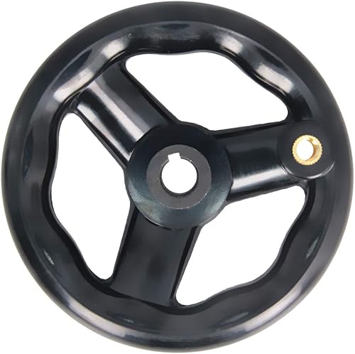 Miniatura 9 de Bettomshin Volante de torno antideslizante de 4.92 pulgadas con 3 radios, baquelita negra con mango giratorio, diámetro del orificio central de