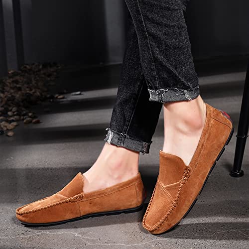 Loafers for Men Faux Leather Stitching Details Suede Vamp Rubber Sole Flexible Comfortable Flat Heel Fashion Outdoor Slip-ons3