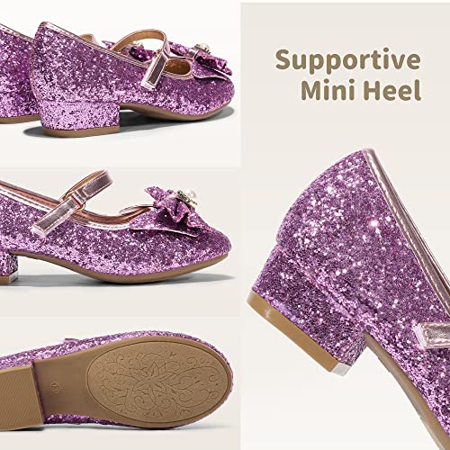 Image of DREAM PAIRS Girls Dress Shoes Princess Shoes for Toddler Little Girl Mary Jane Low Heels Glitter Flower Party Wedding Footwear