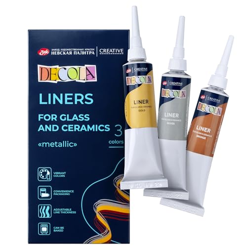 Decola Acrylic Metallic Liners, 3 Metallic Liners, 18 ml (Pack of 3)