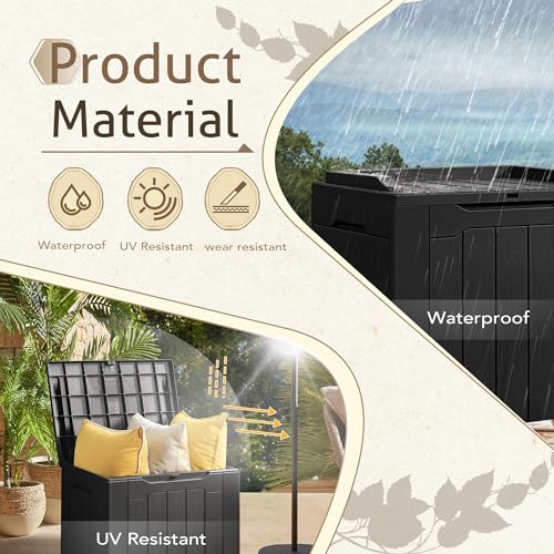 image for Flamaker Deck Box 31 Gallon Waterproof Resin Storage Box with Lid Indo