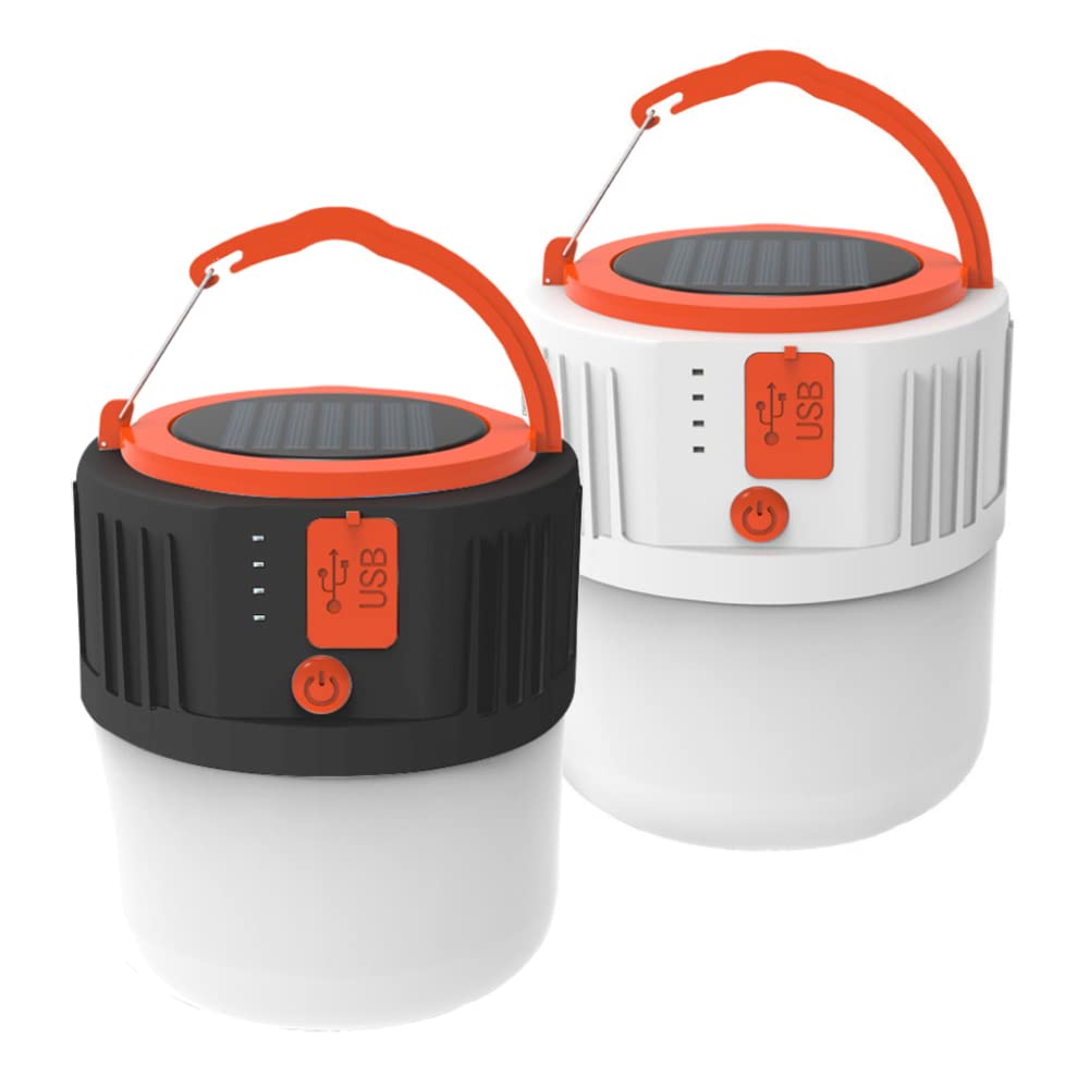2 Pz Luce da Campeggio Ricaricabile LED 2400 mAh Lanterna Da Campeggio Solare USB Alimentato Luce Portatile per Escursionismo Campeggio Pesca