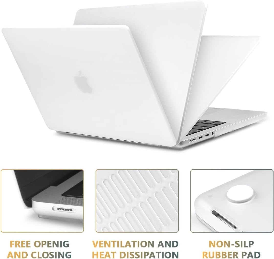 CISSOOK Compatible with MacBook Pro 16 Inch Case 2023 2021 Release M3 A2991 A2780 M2 A2485 M1, Hard Shell Case Matte White Cover with Keyboard Cover for MacBook Pro 16.2" 2021-2023 with Touch ID