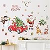 decalmile Christmas Santa Claus Window Wall Decals Christmas Tree Red Car Wall Stickers Snowman Winter Penguin Window Clings Christmas Party Window Showcase Door Decorations #1