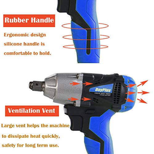 Yiyai 18V Akku-Schlagschrauber 1/2 Zoll Set mit 2 x Akku und EU Ladegerät, 420Nm, 4 Stecknüsse - 14/17/19/22mm, Vorwärts/Rückwärts Drehschlagschrauber mit Koffer – Bild 6