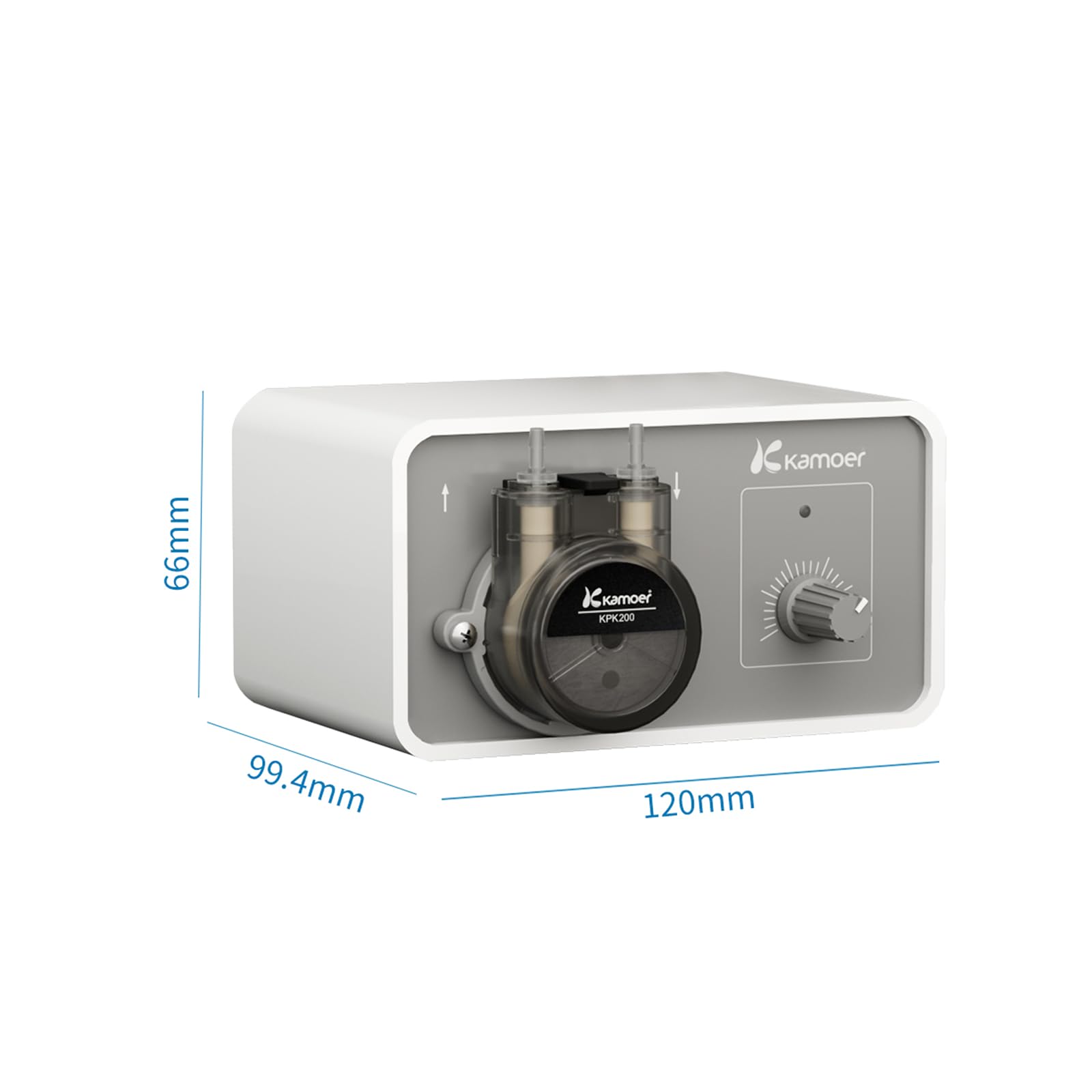 Kamoer M1-KPK200 Kleine Schlauchpumpe, 12 V mit niedrigem Durchfluss, 25–150 ml/min, einstellbare Geschwindigkeit, Flüssigkeitsdosierpumpe für Labor, Fabrik, Zuhause, mit Netzadapter