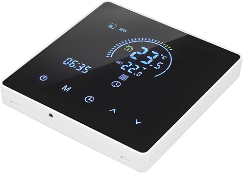 Smart Boiler Thermostat, Programmable LCD Temperature Controller with Tuya Tmall DuerOS App Voice Touch Timing Control AC90 240V for Hotels Apartments ABS Normal Type