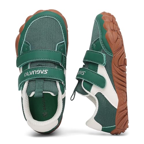 SAGUARO Barefoot Shoes for Kids Wide Toe Box Sneakers Non-Slip Outdoor Minimalist Shoes for Walking Casual School Athletic and Daily Wear Green