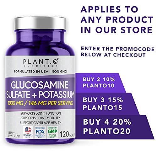 PLANTO-NUTRITION-Glucosamine-Sulfate-with-Potassium-Strong-Joint-Support-Supplement-Supports-Cartilage-and-Connective-Tissues-Aids-Knee-and-Bone-Structure-120-Tablets