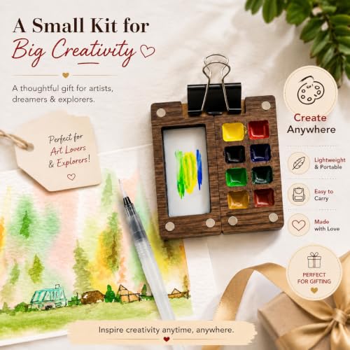 Image of The Crafthives Mini Travel Art Kit | Portable Watercolor Set with Mini Palette & Sketchbook | Travel Watercolor Set for Artists & Beginners
