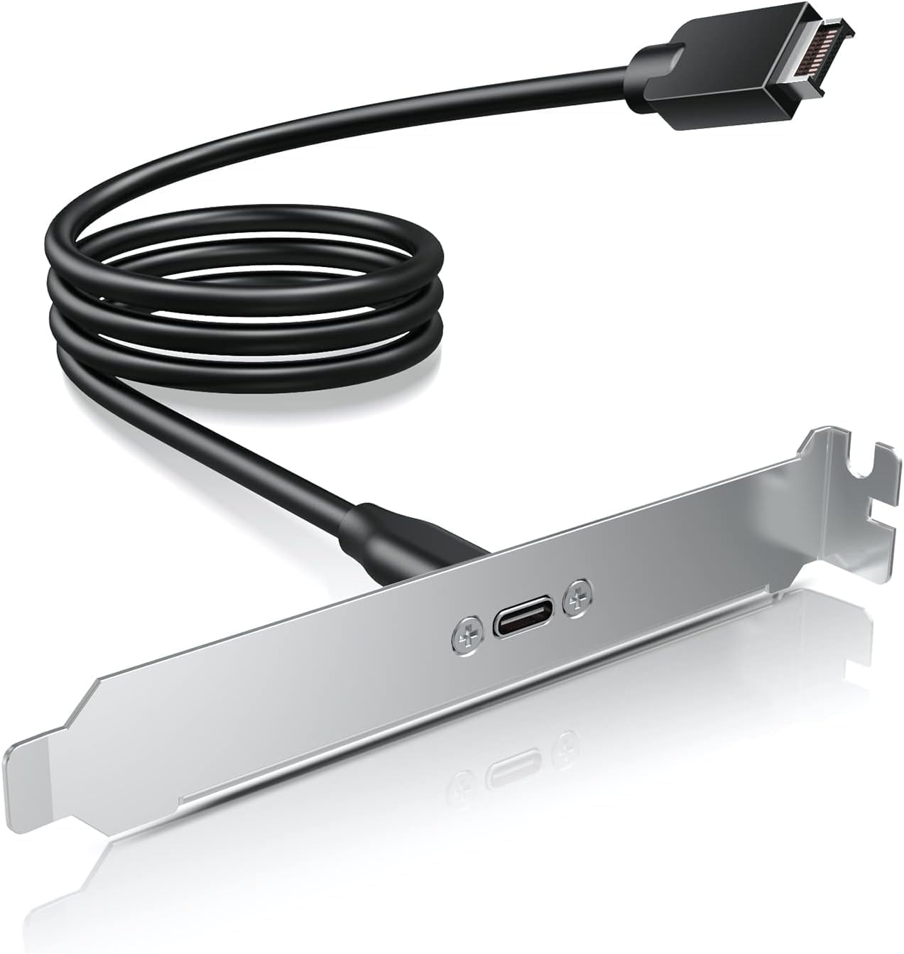 NALACAL USB 3.1 Type-C Front Panel Adapter, USB Type-E to Type-C Female Extension Cable with Panel Screw Bracket, USB-C Female to 20-pin USB Type-E Male Connector