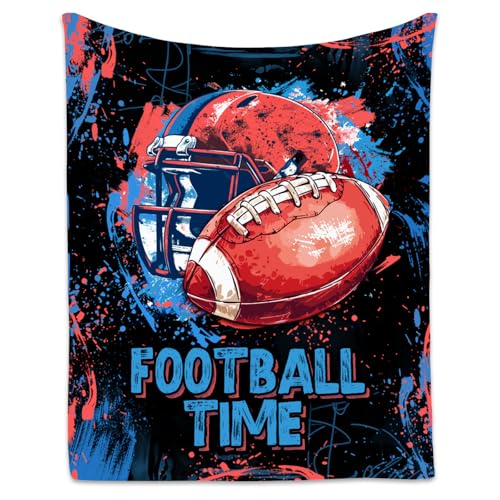 Football Blanket, Cozy Soft Throw Blankets for Kids, Cool Black Flannel Throw Gifts for Couch Office, 30x40 Inches