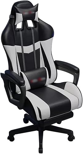 Miniatura 8 de Silla de juego con reposapiés de 90 a 145 en ángulo grande, silla de gamer, silla ergonómica de carreras con abrazo, carga de 330.7 libras (color