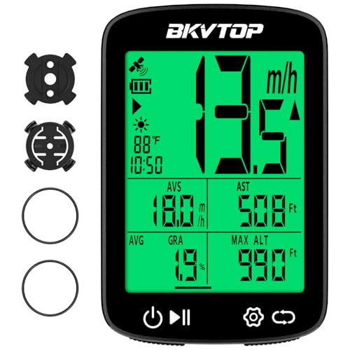 BKVTOP GPS Bike Computer Wireless Cycling Computer with Green Auto Backlight, 2.4 Inch Easy to Read...