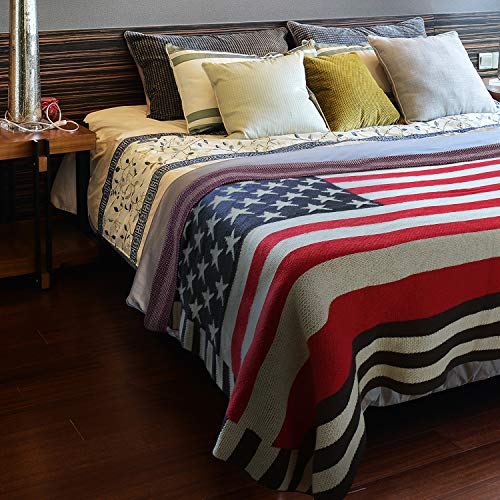 Catalonia Patriotic Us Flag Blanket, American Flag Cable Knit Throws Blanket, 4Th Of July Citizenship Veteran Labor Day Gift, 50X60 Inches #TOP2