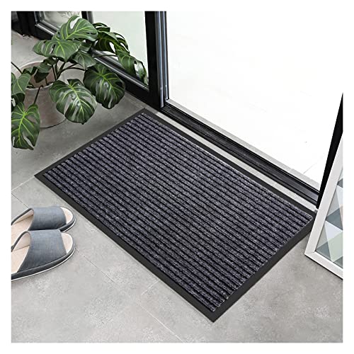 Venuso Paillasson anti-saleté pour intérieur et extérieur, 40 x 60 cm, lavable, robuste, antidérapant, grattoir à chaussures, super absorbant, gris Cover