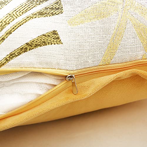 Tennove Cushion Covers 45x45cm Cotton Linen & Velvet Soft Throw Pillow Covers Set of 2 Decorative Tropic Leaf Pattern Square Cushion Cases Pillowcases for Couch Sofa Home Décor - Image 4