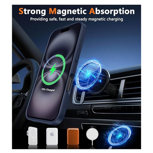 Image of iPhone 16 Magsafe Hard Back Case | Matte Design & 360 Protection | Military-Grade Apple iPhone 16 Cover | Strong Magnet Back - Blue