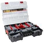 Twister Screws MultiBox 1280-Piece Wood Screw Assortment, 12 Sizes, Zinc-Coated, Self-Countersinking, Type 17 Point, Pozi Drive, Includes 5 PZ2 Bits, Organiser Box