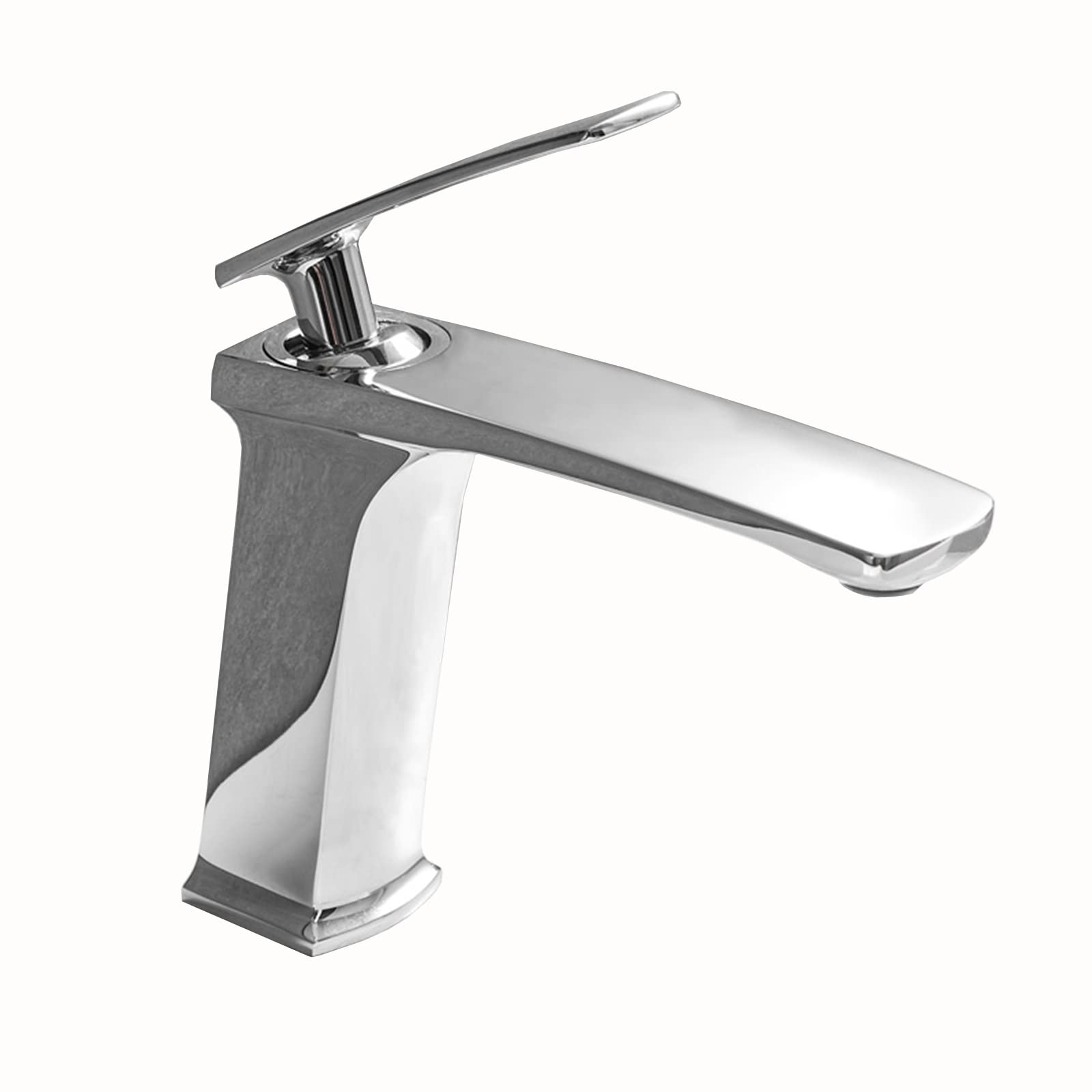 Robinet de lavabo monotrou en laiton coloris chrome pour vasque