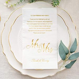 Crisky Gold Mr & Mrs Hochzeit Servietten