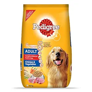 Pedigree Dry Food for Adult Dogs, Chicken & Vegetables Flavour, 20kg Pack
