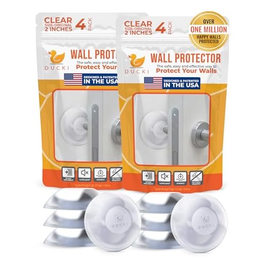 Ducki Door Stop Wall Protector | Self Adhesive Door Knob Wall Protectors from Door Knobs | Rubber Door Stoppers for Wall Damage & Noise | Durable, Shock Absorbent & Discreet | 8 Pack Clear Door Stops