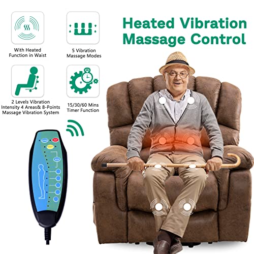 Vivijason Large Lay Flat Sleeping Dual Motor Lift Chair Recliners With Heat & Massage For Elderly, Infinite Position Electric Power Recliner With 2 Remote Controls, Side Pockets & Usb Ports, Brown #TOP3