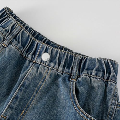 Kids Wide Leg Baggy Pants Elastic High Waisted Straight Leg Jeans Fall Casual Washed Denim Trousers for Girls2