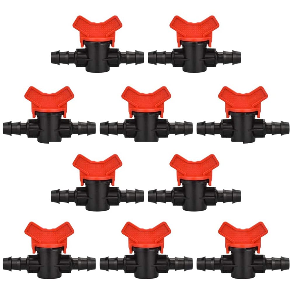 YUMUN 10 Pieces Drip Irrigation Valve 16mm, Outdoor Garden Water Valve Control, Pipe Valve Switch, Hose Connectors Barbed Valve, Drip Irrigation Parts for Garden, Plantation and Back Garden