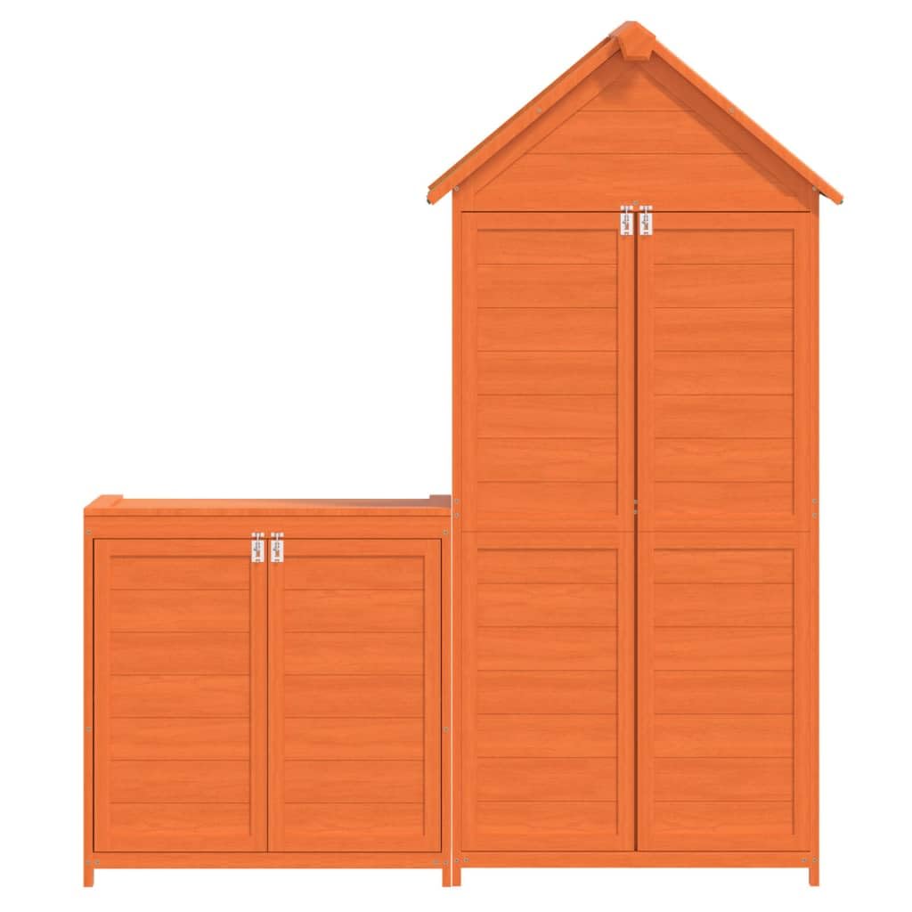 Lot de 2 abris de jardin en pin massif marron