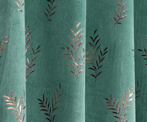 Image of Premium Velvet Window Curtain 5 Feet Long for Living Room - 1 Piece Single Panel Blackout Parda for Home Decor, Bedroom & Office | (Leaf Pattern, 48 x 60 Inch) - Ice Colour