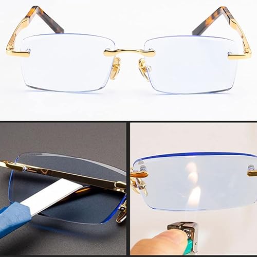 Miniatura 4 de Gafas de lectura con corte de diamante para hombres y mujeres, lectores de cristal sin montura (color  azul, tamaño 2.5+)