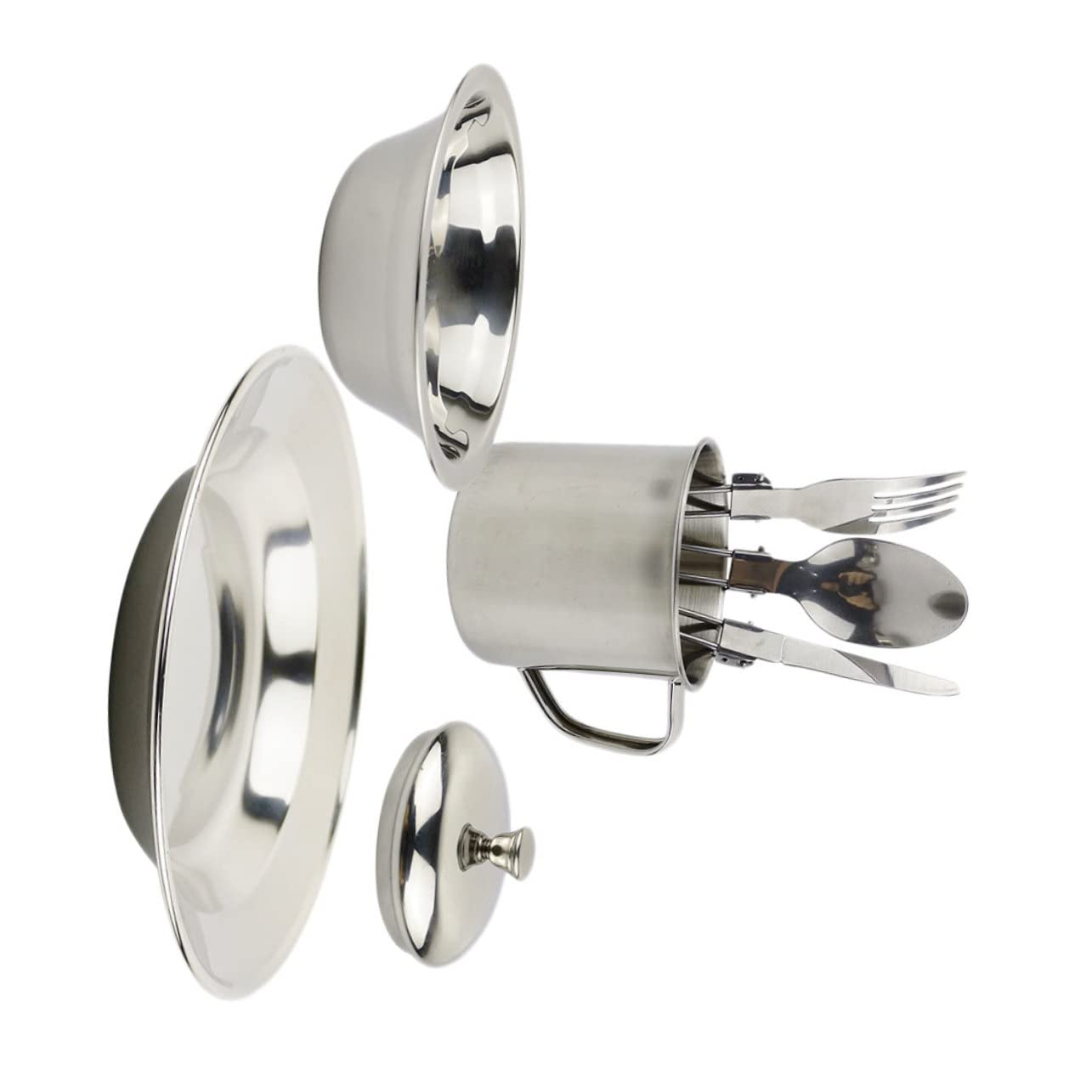 GOOHOCHY 1set Portable Stainless Steel Camping Cookware People Lightweight Picnic Tableware Kit for Outdoor Activities Hiking and Travel