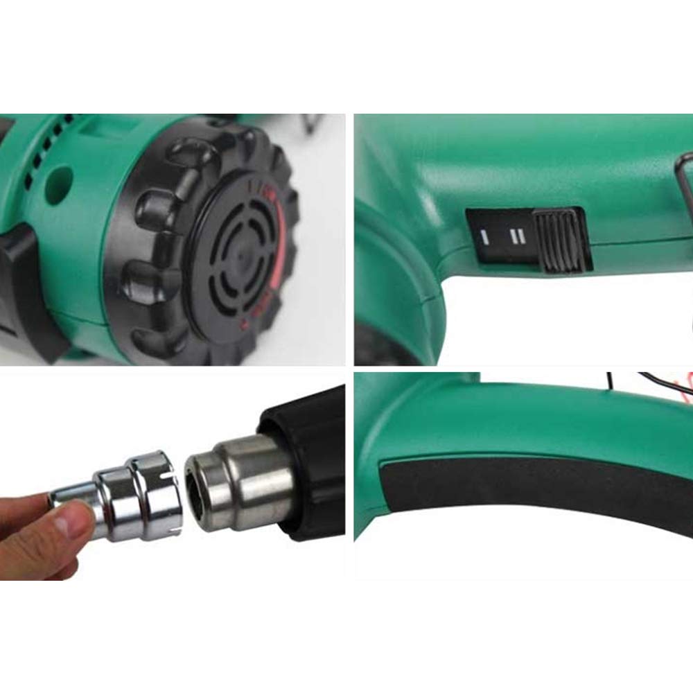 1600W Pistolet à Air Chaud 300-500 ℃ Promesse de Régulation de la Température 2 Vitesse du Vent Pistolet Thermique Rétractable