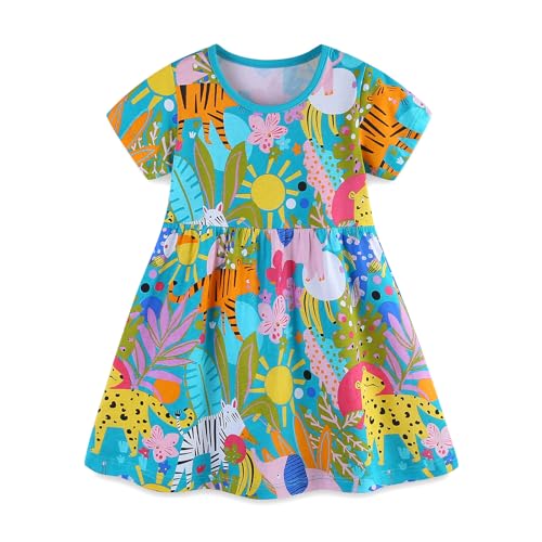 Toddler Girl Summer Dress Cotton Casual Short Sleeves Cute Easter Dresses Clothes Size 2-7T