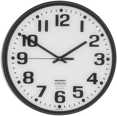 Skilcraft6645-01-046-8849 Plastic Slimline Wall Clock with White Face, 12-3/4-Inch Diameter, Brown