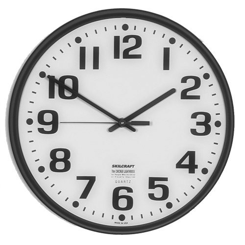 Skilcraft6645-01-046-8849 Plastic Slimline Wall Clock with White Face, 12-3/4-Inch Diameter, Brown