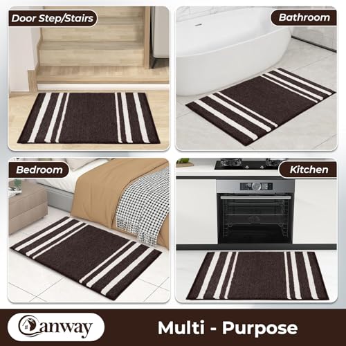 Image of CANWAY 1500 GSM |Pack of 2 | 60x40 cm| Microfiber Anti-Skid Bathroom Door Mat | Ultra Soft Plush & Super Absorbent | Quick-Dry, Washable Floor Rug for Bathroom & Door |Coffee