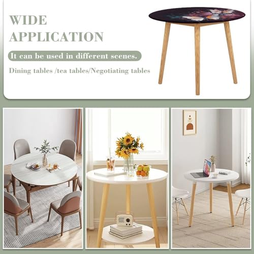 Nappe ronde ajustée imperméable et lavable pour table - 4