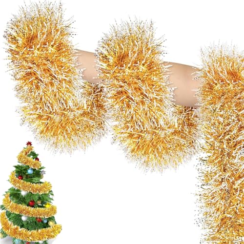 Ghirlanda per albero di Natale, 10 m, decorazione natalizia (oro)