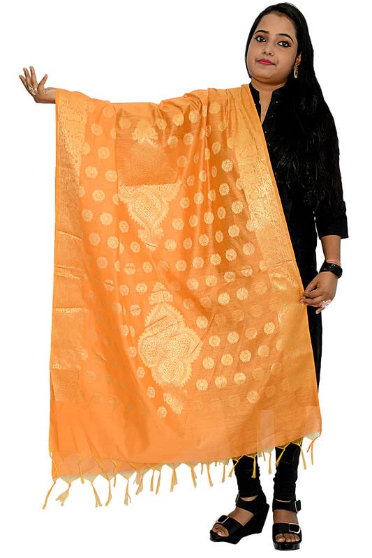 Women's Cotton Silk Zari Work Banarasi Dupatta banarasi dupatta for women scarf for dress (013)