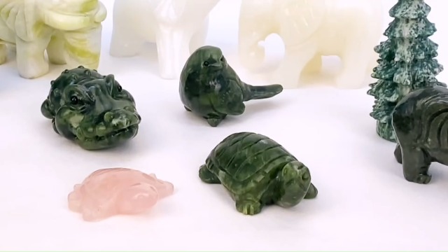 Estatua de Tortuga de Jade tallada a mano para decoración miniatura 4