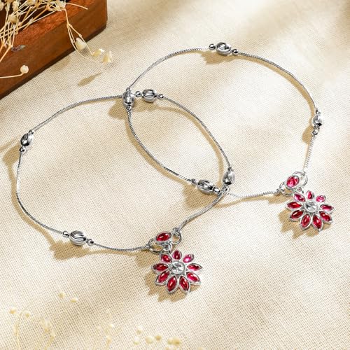 Image of Rubans Oxidised Anklets Jewellery Gift for Women & Girls | Kundan Ethnic Traditional