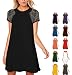 YunJey Women's Short Sleeve Keyhole Back Lace Shift Dress