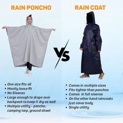 Image of ROCKSPORT Unisex Outdoor Rain Poncho for Adult,Multi Use, Waterproof, Lightweight, Reusable & Packable, One Size Fits Most