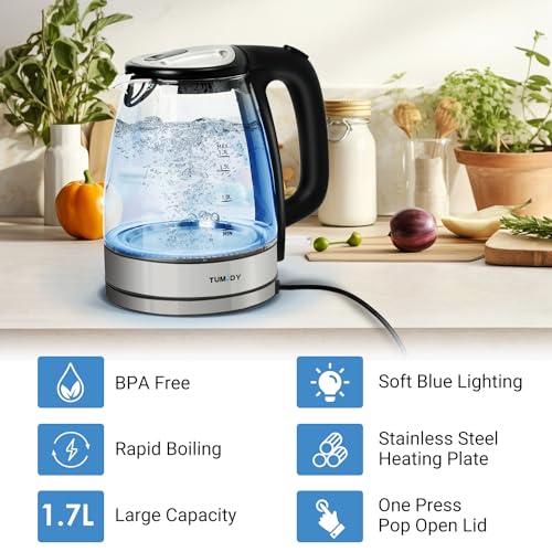 TUMIDY Glass Electric Kettle with LED Lights