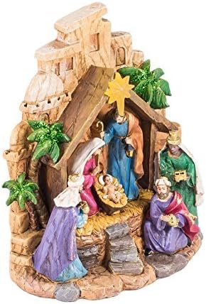 Miniatura 5 de Figura LED de pesebre de 8 pulgadas con estrella iluminada con pilas Roman