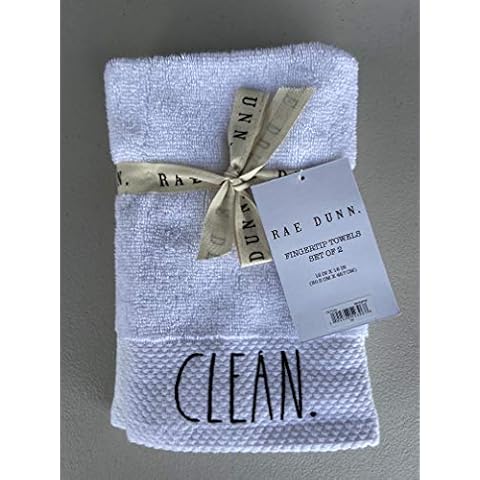 Rae Dunn White Finger Tip Towels, Clean / Fresh Cover