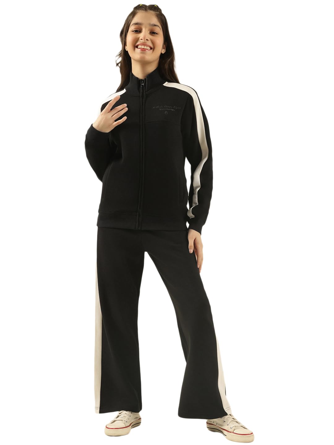 Lil Tomatoes Girls Cotton Fleece Zipper Track Suits, BLACK, 15-16 Years-picture-11